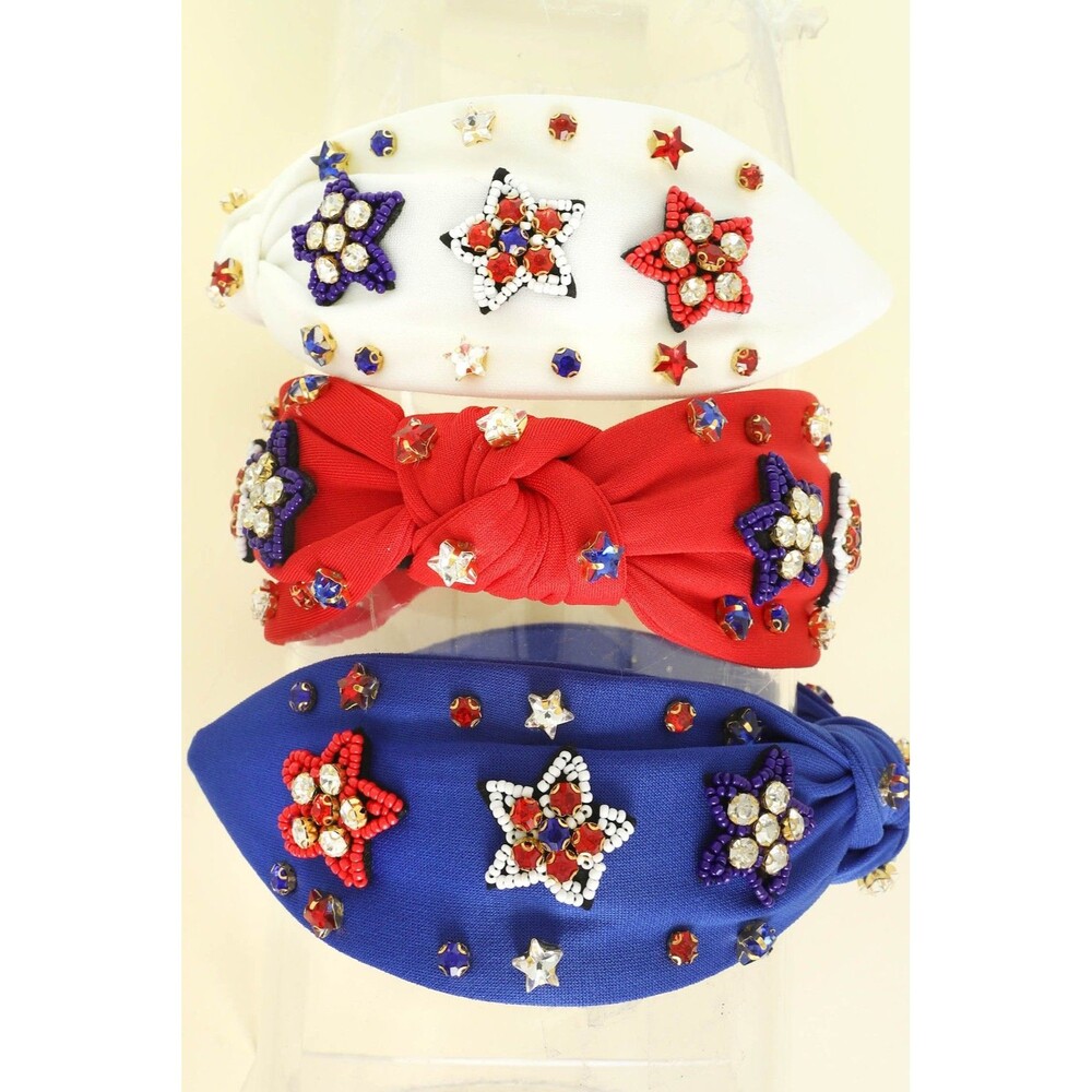 American Flag Theme Jeweled Headband - Diona J
